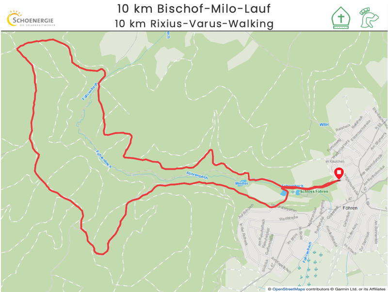 Streckenkarte Bischof-Milo-Lauf und Rixius-Varus-Walking